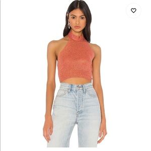 REVOLVE Cydney Halter Tie Top in Copper Metallic